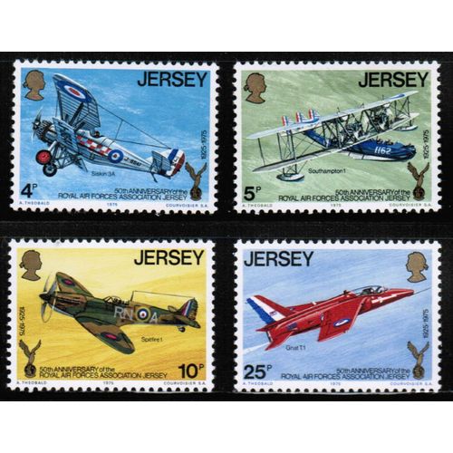1975 JERSEY - Air Force Planes set of 4 - Mint NH Scott #133-6