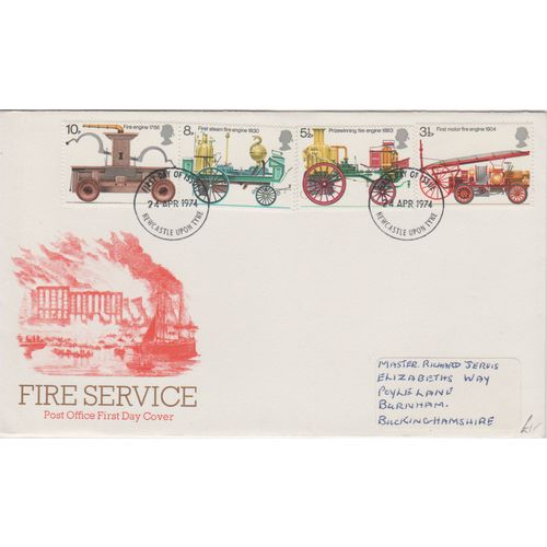 GB 1974 Fire Brigade GPO FDC Newcastle pm see others