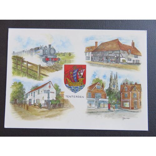 Tenterden Multiview inc Kent & East Sussex Railway, Kent Postcard