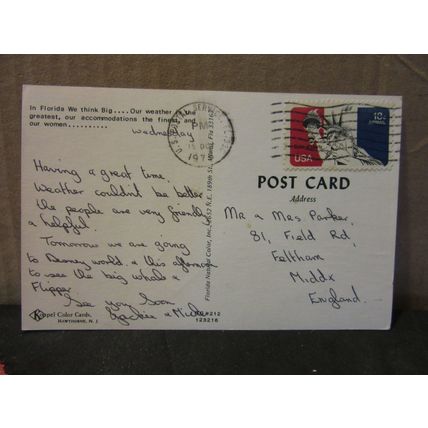 AMERICAN HUMOUR used postcard 1975 pm Florida oranges