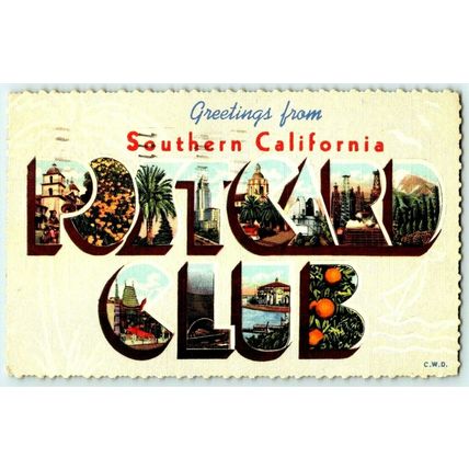 Greetings from Southern California Postcard Club 1949 Postcard Vintage (A11)