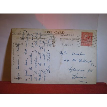 ninety-one pubs, SAUCY SEASIDE POSTCARD used H.B. Ltd no 8034 humour 1927 pm =