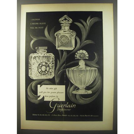 1956 Guerlain Advertisement - Shalimar, L'Heure Bleue, Vol de Nuit Perfume