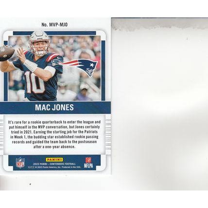 MAC JONES 2023 AUTOGRAPHED NEW ENGLAND PATRIOTS MVP ALL-PRO QUARTERBACK CARD