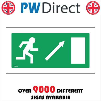 FS021 EMERGENCY EXIT RIGHT ARROW SIGN AHEAD UP DIRECTION RUNNING MAN ESCAPE