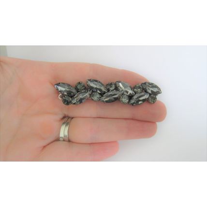 Silver metal clear or gray crystal hair pin clip barrette for fine thin hair