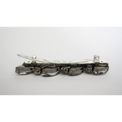 Silver metal clear or gray crystal hair pin clip barrette for fine thin hair