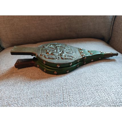 Vintage/Antique, Brass/Leather, Fire Bellows - Working, Green/Gold