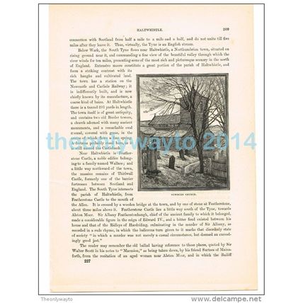 NEWBURN CHURCH, NORTHUMBERLAND, ENGLAND, BOOK ILLUSTRATION, 1882