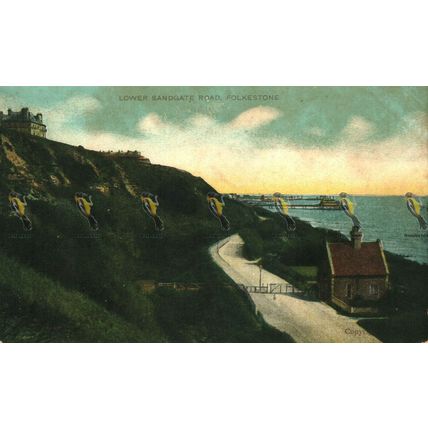 Lower Sandgate Road, Folkstone, Kent, Rare Postcard, 1900s