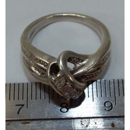 Womens 6.5 Silver 925 Ring 5.02g Grams Bow Tie Style Wedding Engagement