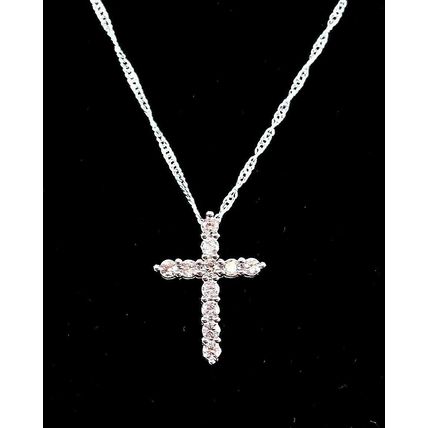 Silver Plated Diamante Cross 925 Silver Chain Gift Boxed