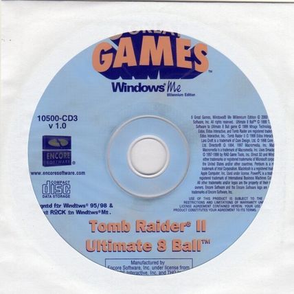 Tomb Raider II & Ultimate 8 Ball (PC-CD, 2000) for Windows - NEW CD in SLEEVE