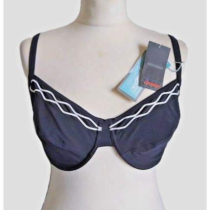 Lepel Bikini Top Cross Stitch Black non padded push up Size 10 cup DD E