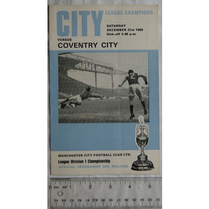1968 programme Manchester City v. Coventry City, 21/12