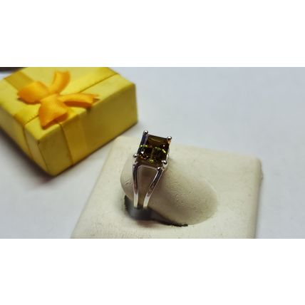 Estate 3.5ct Emerald Cut Mystic Topaz sideways split shank Sterling925 Ring22325