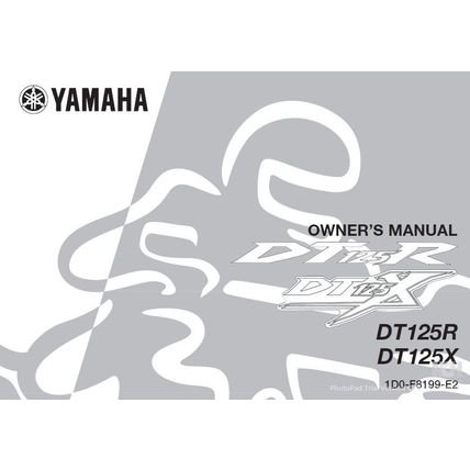 YAMAHA DT125R DT125X OWNERS MANUAL MOTORCYCLE 74 PAGES IN ENGLISH