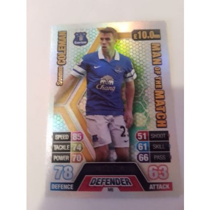 match attax 13/14 man of the match Seamus Coleman no. m6