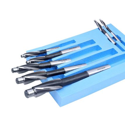 Accusize Industrial Tools 7 Pc Metric Hss Solid Capscrew Counterbore Set, 3 Flut