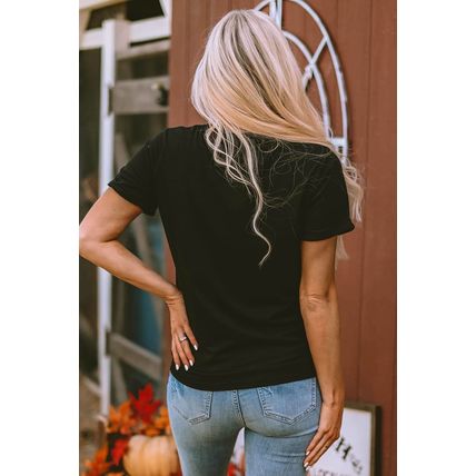 Black Halloween Sunflower Pumpkin Graphic Tee