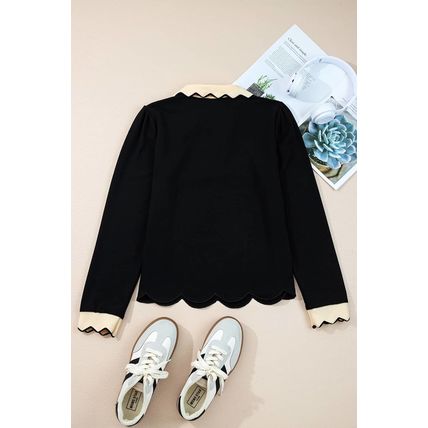 Black Varsity Stripe Detail Drop Shoulder Pullover Mini Skirt Set