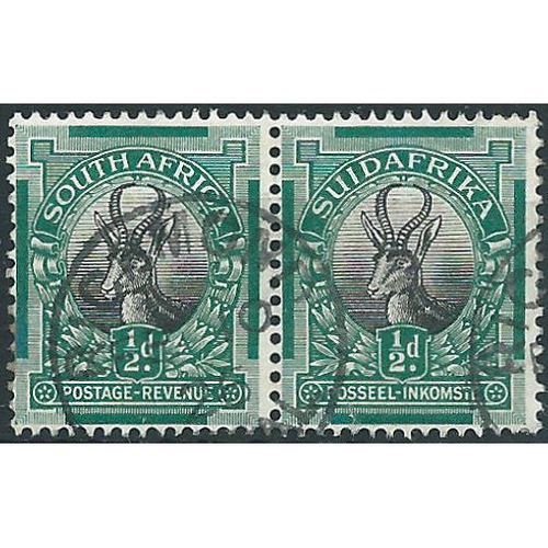 South Africa 1926 SG30 1/2d Black & Green Fine Used PAIR ....