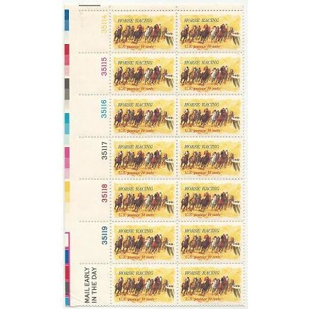 HORSE RACING 10 cent 14 stamp BLOCK (1974)