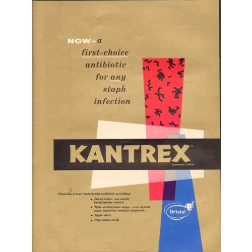 bristol laboratories 1959 kantrex antibiotic staph medical vintage ad