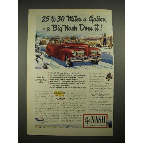 1940 Nash Car Ad - 25 to 30 Miles A Gallon