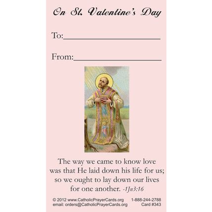 St. Valentine's (patron saint of engaged couples) Prayer Card, 10-pack
