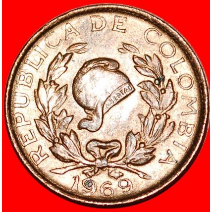 DOUBLE DATE CORNUCOPIA:COLOMBIA★1 CENTAVO 1969 UNC LUSTRE★LOW START★NO RESERVE