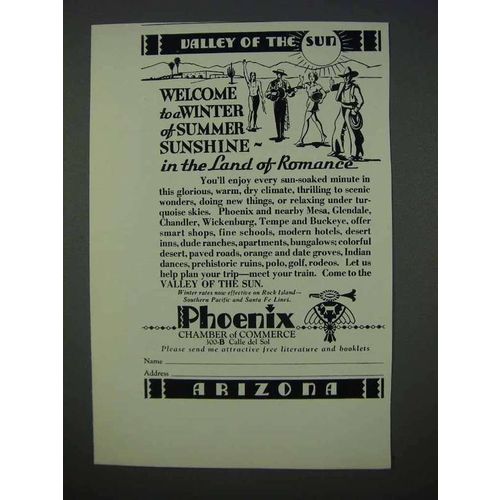 1935 Phoenix Arizona Tourism Ad - Valley of the Sun