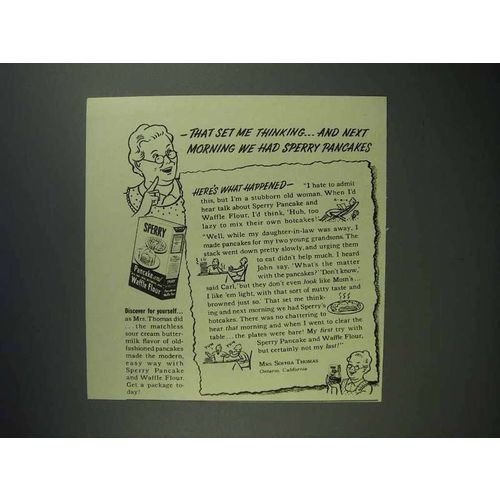 1940 Sperry Pancake and Waffle Flour Ad - Set Thinking