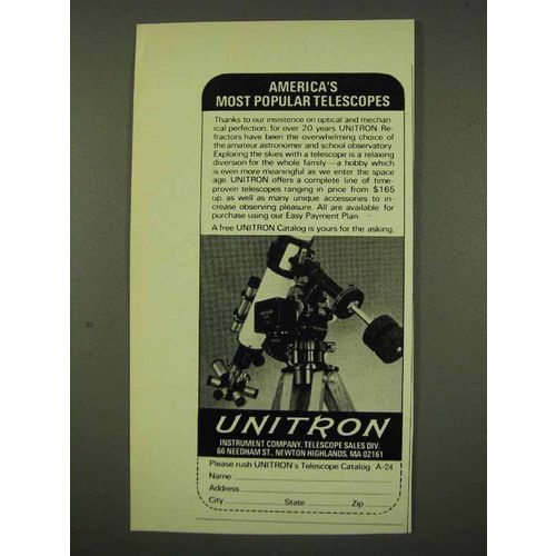 1973 Unitron Telescope Ad - America's Most Popular