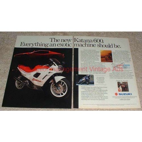 1988 Suzuki Katana 600 Motorcycle 2-page Ad, Exotic!!