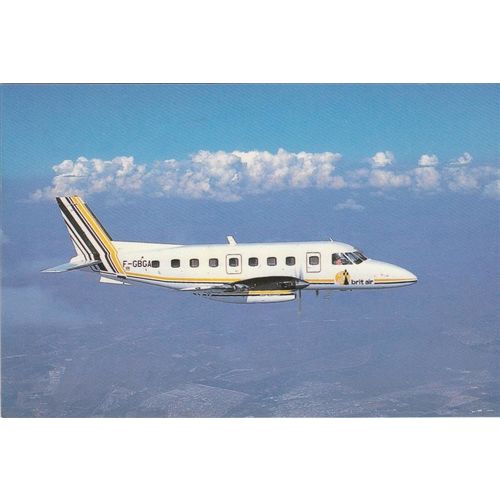 Brit Air Embraer EMB 110P2 Bandeirante Aircraft Postcard (A26127)