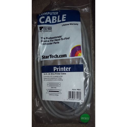 Parallel Printer Cable PB10 10 foot 25 pin RS232 Male to 36 pin Centronics Male