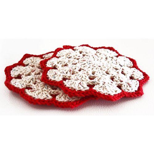 Pot Holders kitchen dining accessory round speckle white and red 7.5 inch