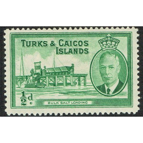 Turks & Caicos 1950 Definitive Issue ½d Green SG221 MM