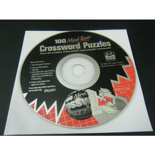 100 Mind Teaser Crossword Puzzles (PC, 1998) - Disc Only!!