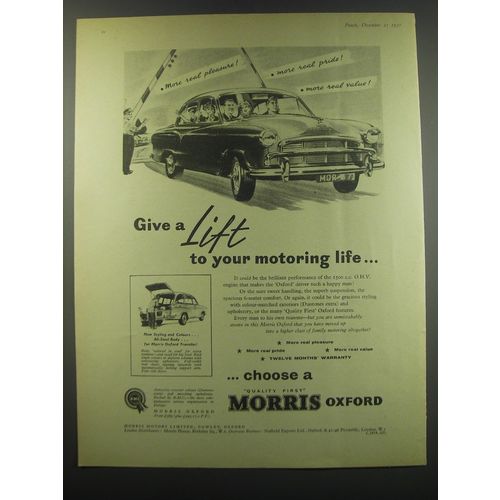 1957 Morris Oxford Ad - Give a lift to your motoring life