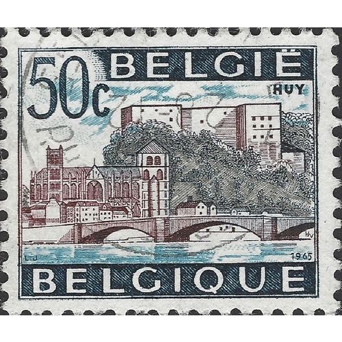 BELGIUM, Bridge and Castle, Huy, blue 1965, 50c