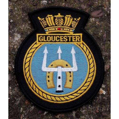 British Royal Navy Machine Embroidered Veterans Blazer Badge HMS Gloucester D96