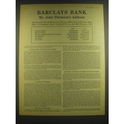 1965 Barclays Bank Ad - Barclays Bank Mr. John Thomson's Address