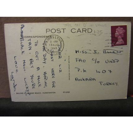 SAILING CLUB & BEACH, HUNSTANTON, Norfolk. used vintage postcard 1969 pm =