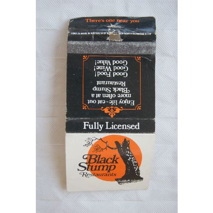 Matchbook Cover - Black Stump Restaurants - Australia