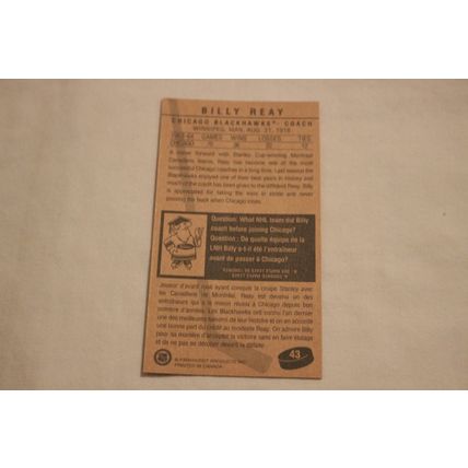 Billy Reay 1994 Parkhurst Tall Boys NO. 43