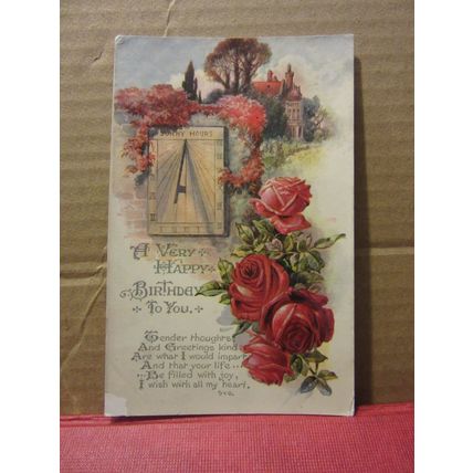 HAPPY BIRTHDAY, used vintage postcard by W & K. series 4925 1932 pm =