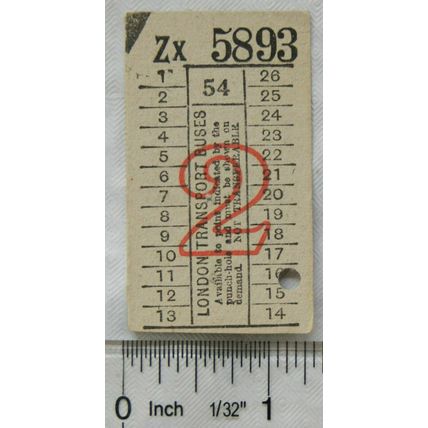 Vintage: ticket London Transport Buses 2 - 54
