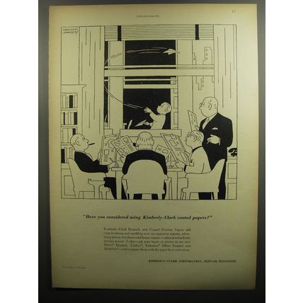 1952 Kimberly-Clark Coated Papers Ad - cartoon by Crockett Johnson